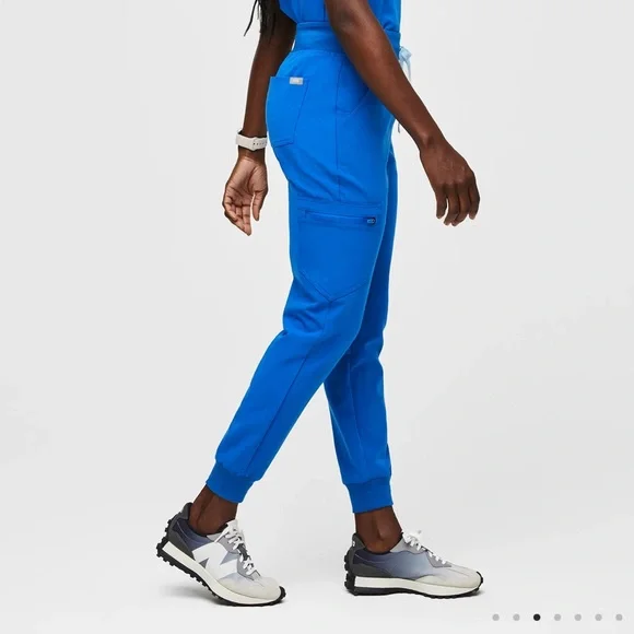 Figs Zamora High Waisted Jogger Scrub Pants Royal Blue - Picture 8 of 9